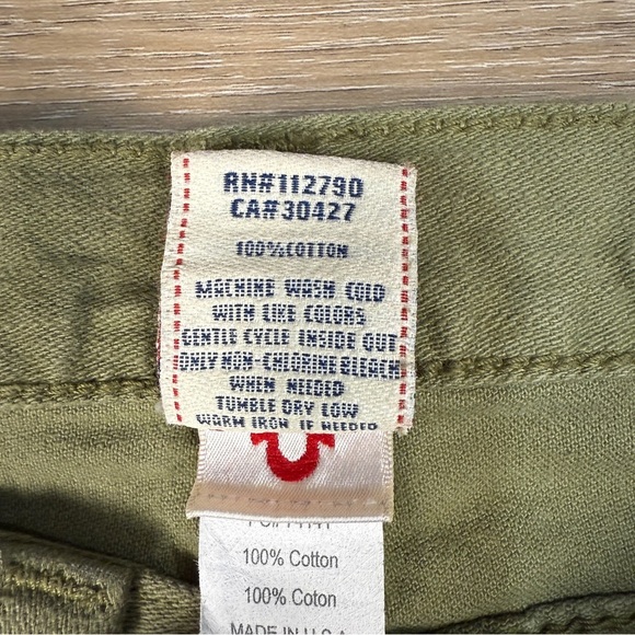NWT True Religion Military Green Y2K Jordan Straight Leg Boyfriend Jeans, Sz 26 - Picture 5 of 8